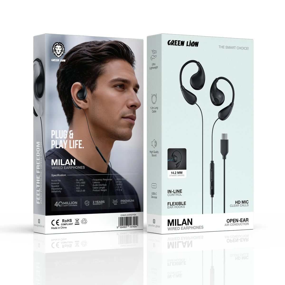 Green Lion Milan Wired Earphones Black – image 6