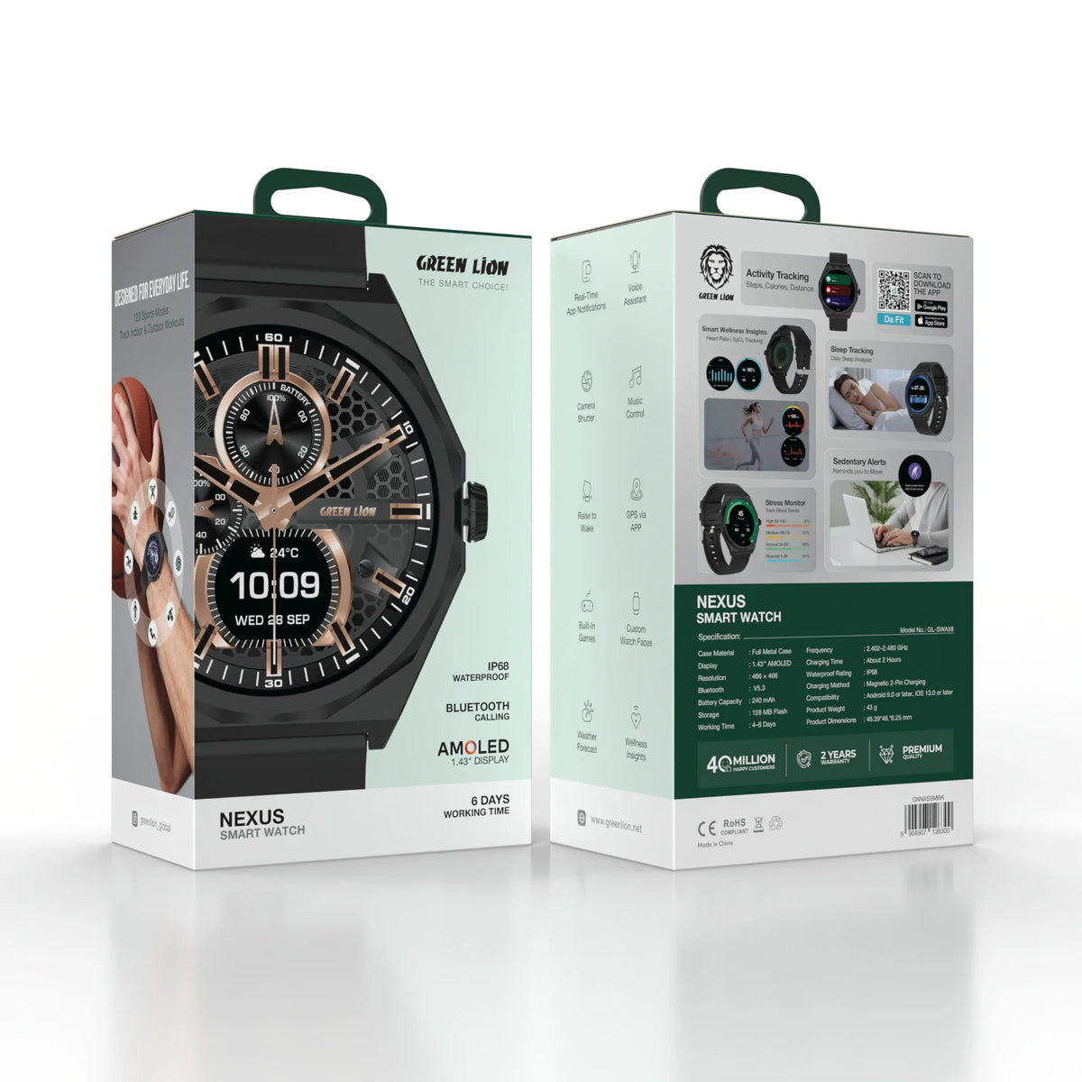 Green Lion Nexus Smart Watch 1.43''AMOLEDDisplay - Black