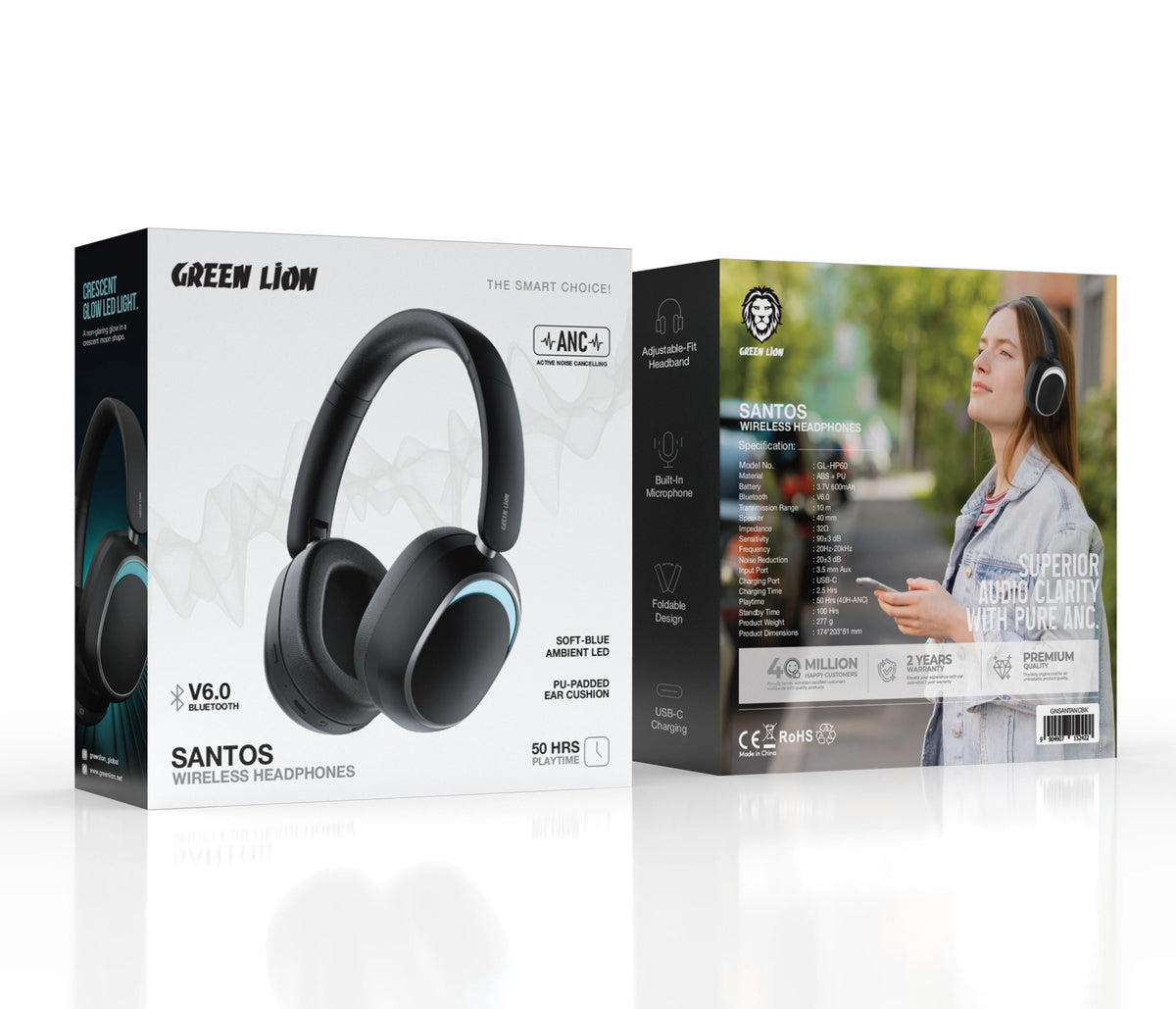 Green Lion Santos Wireless Headphonewith ANC - Black – image 3