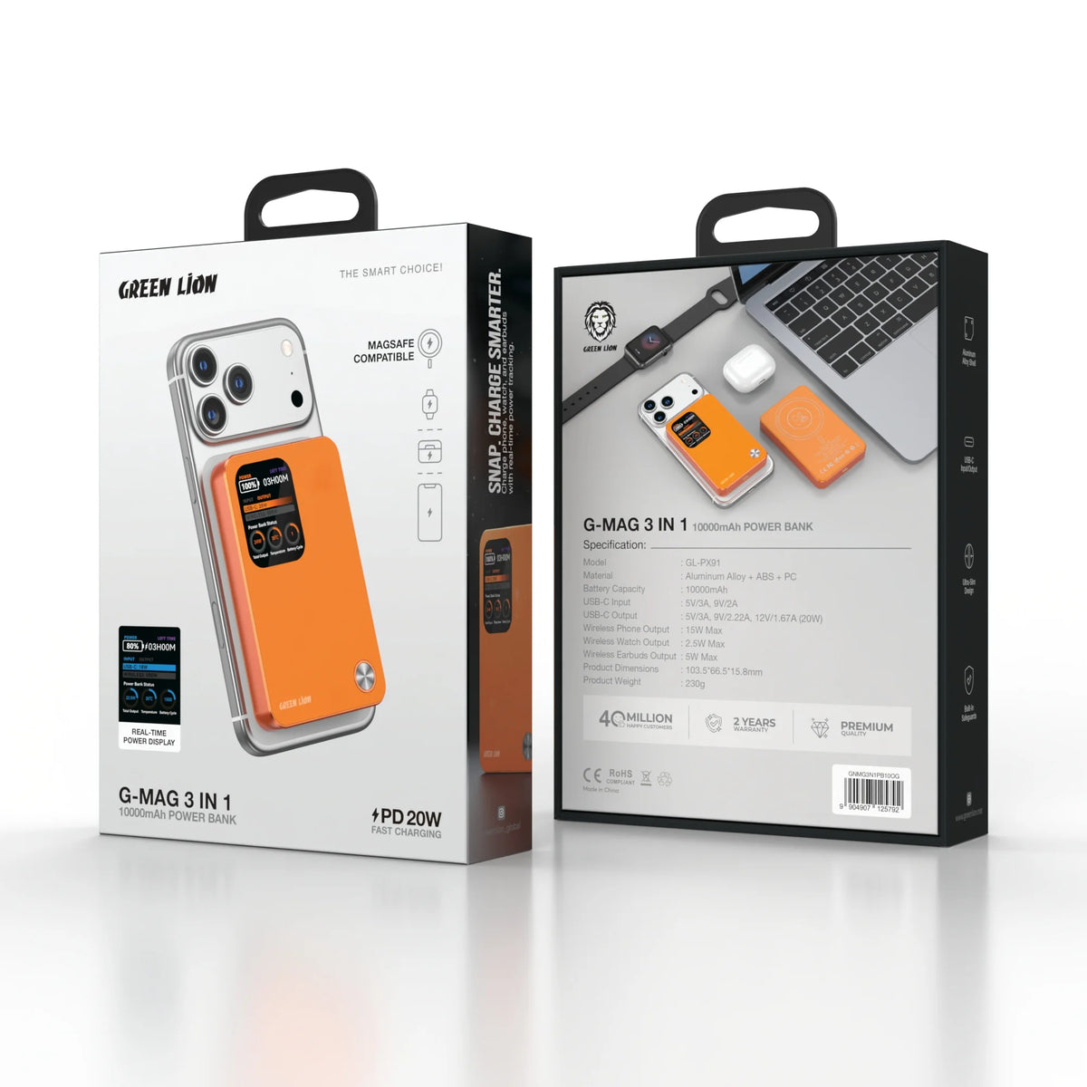 Green Lion G-Mag 3 IN 1 10000 m Ah Power Bank PD 20 W - Orange – image 9