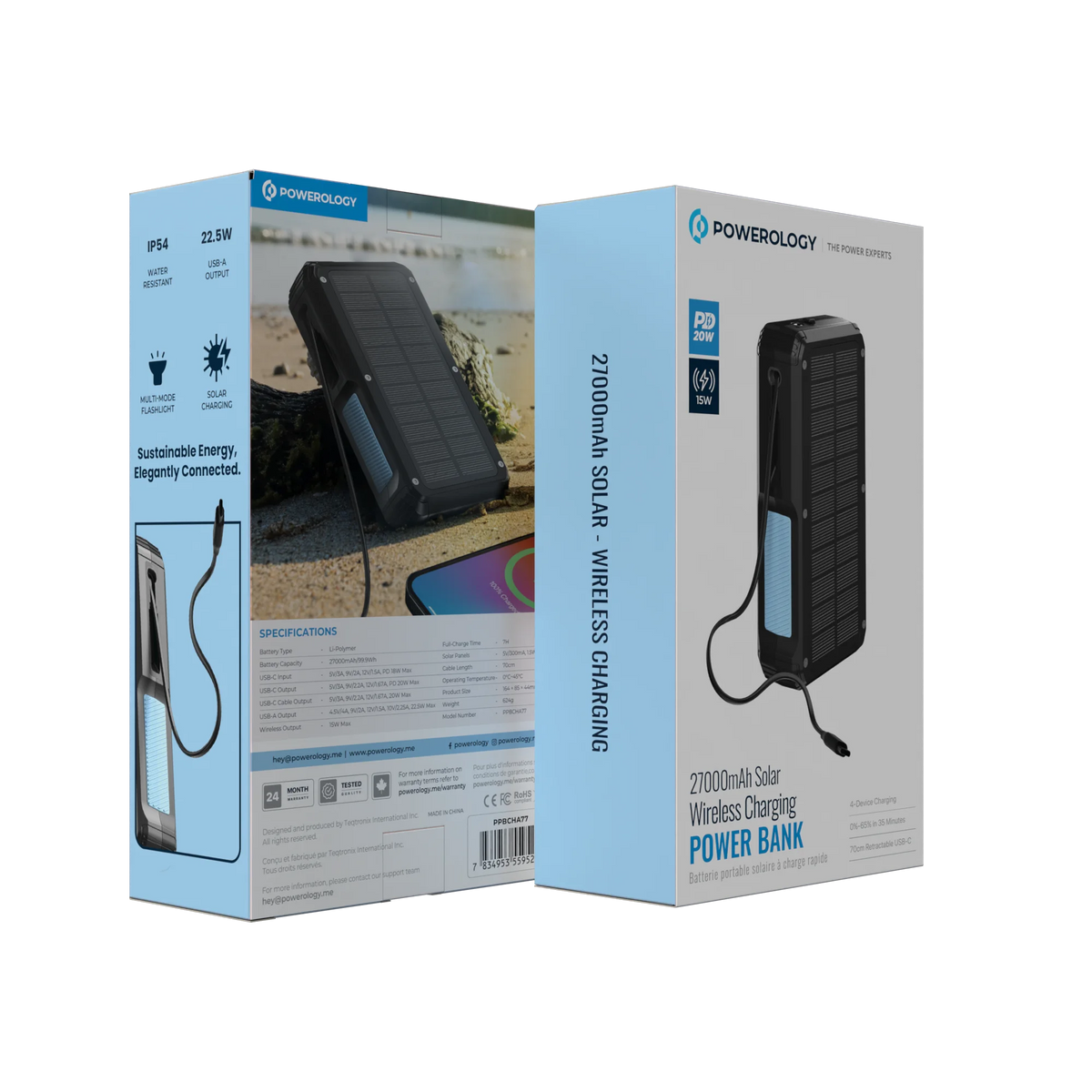 Powerology 27000mAh Solar Wireless Charging Power Bank Black – image 24