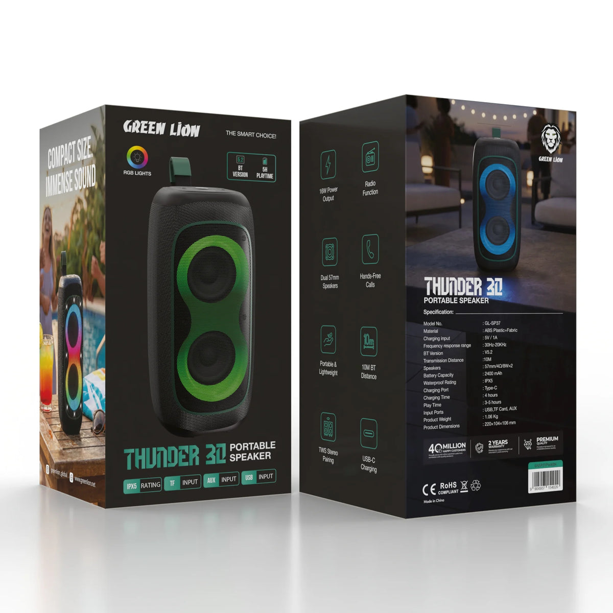 Green Lion Thunder 30 Portable Speaker Black – image 2