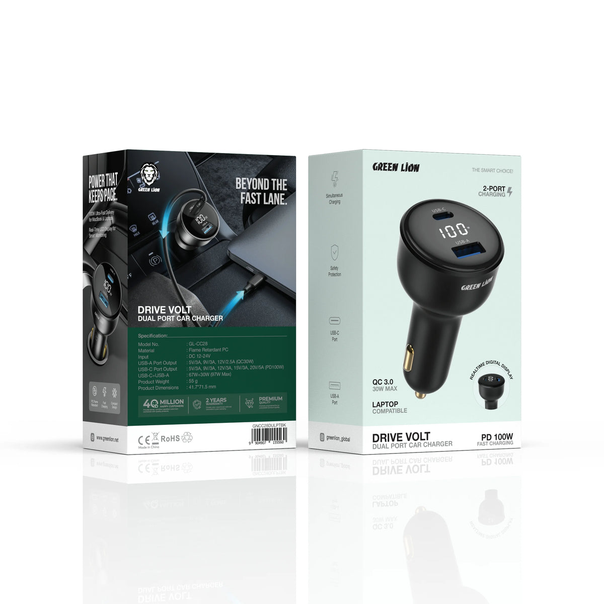 Green Lion Drive Volt Dual Port Car Charger Black – image 2