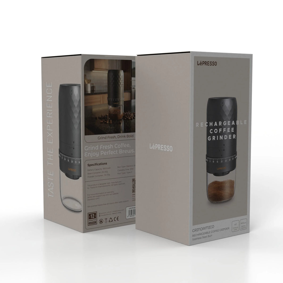 Lepresso Grindamico Rechargeable Coffee Grinder Stainless Steel Burr - Black – image 8
