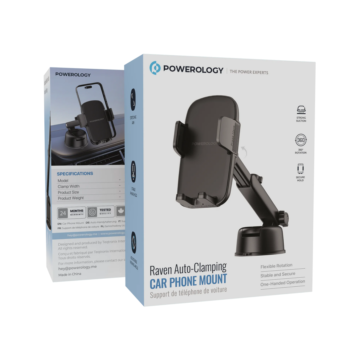 Powerology Raven Auto Clamping Car Phone Mount Black – image 5