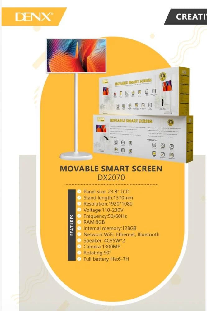 DENX 23-inch Smart Portable Screen with Stand and Android System