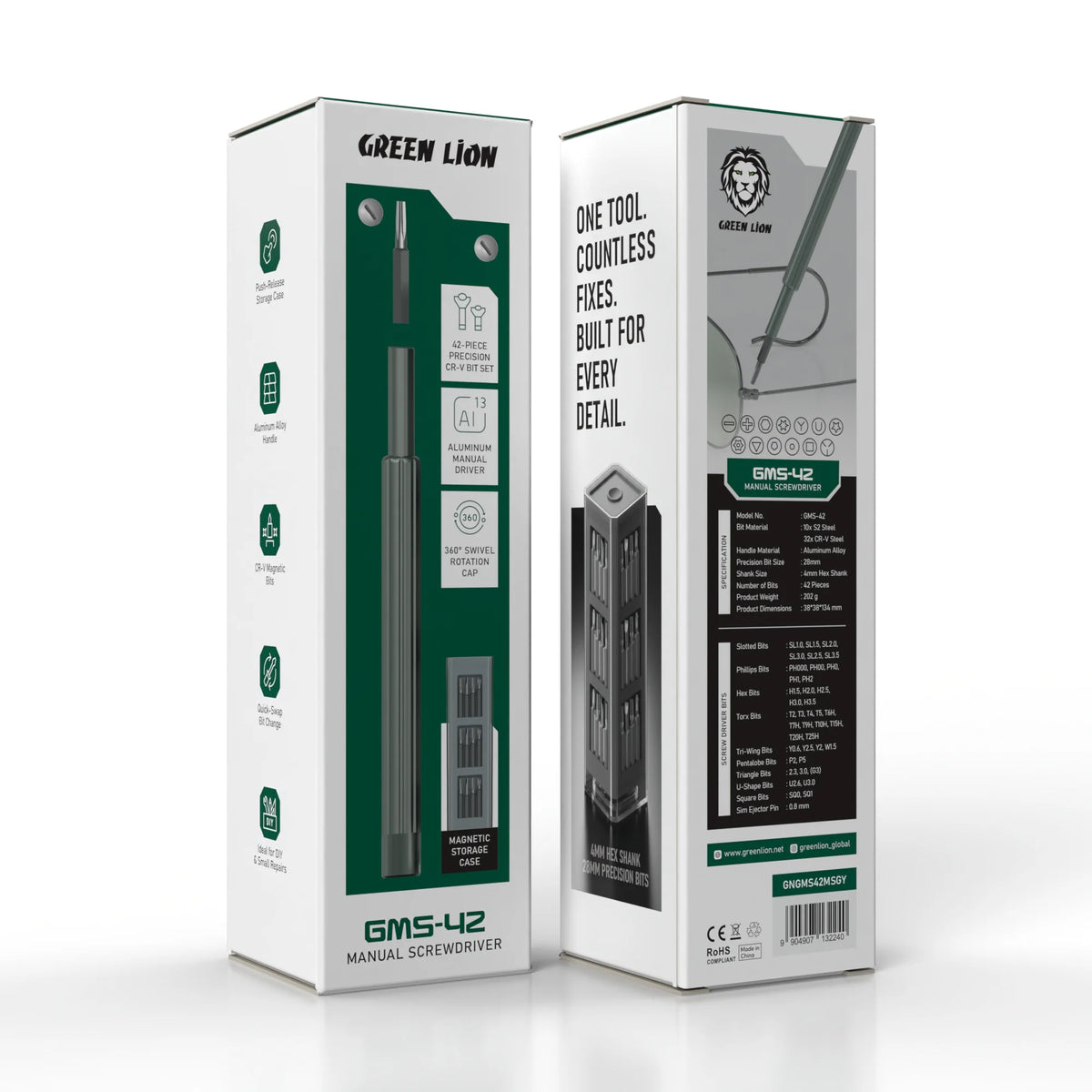 Green Lion GMS-42 Manual Screwdriver-42 Piece CR-V Bit Set - Grey – image 10