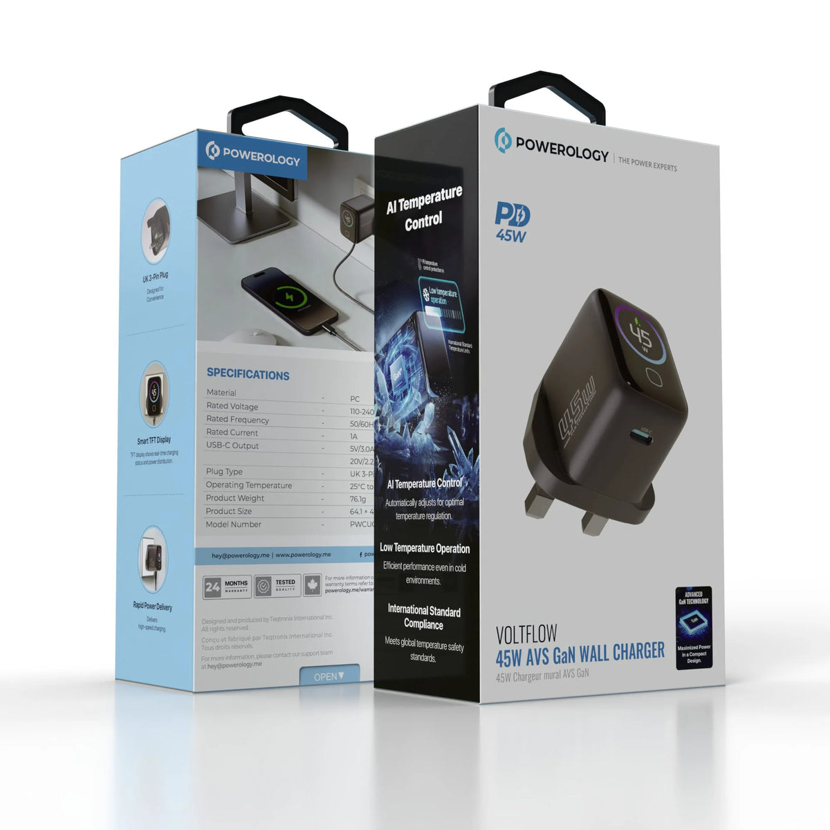 Powerology VOLTFLOW 45 W AVS Ga N Wall Charger - Gray – image 5