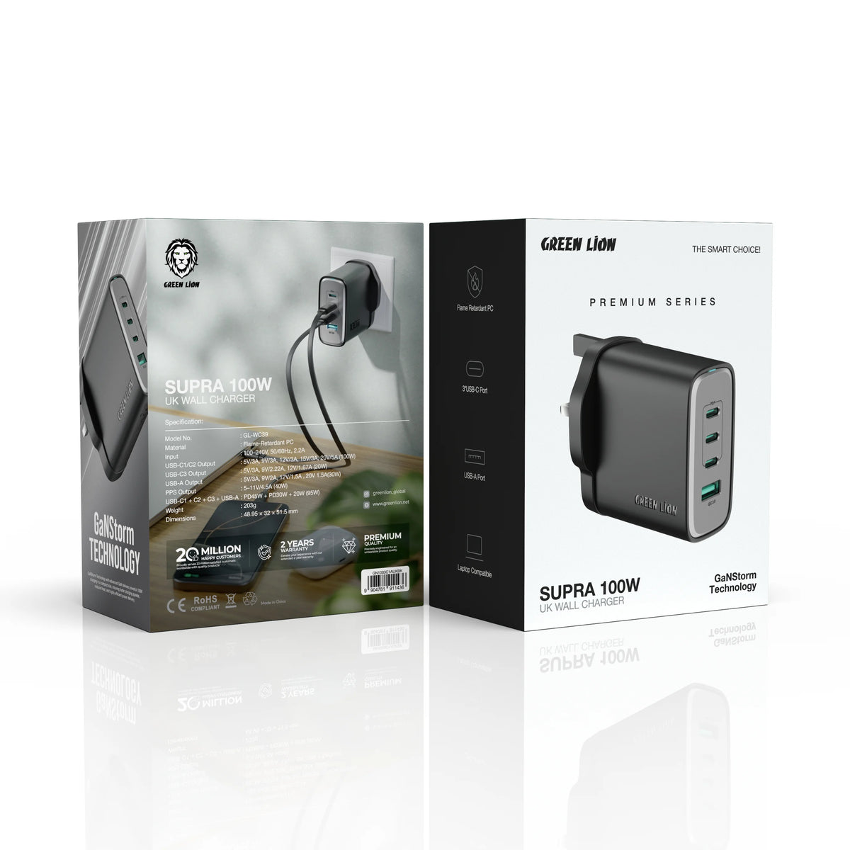 Green Lion Supra 100w Uk Wall Charger Black – image 4