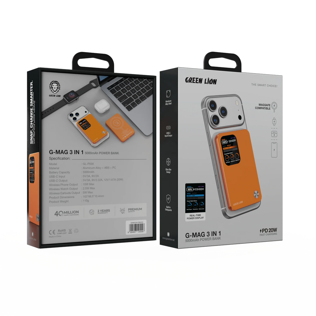 Green Lion G-Mag 3 IN 1 5000 m Ah Power Bank PD 20 W - Orange – image 10