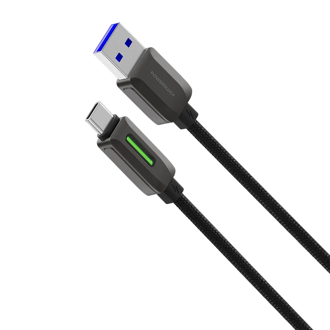Powerology 12w Braided USB A to USB C Cable Black