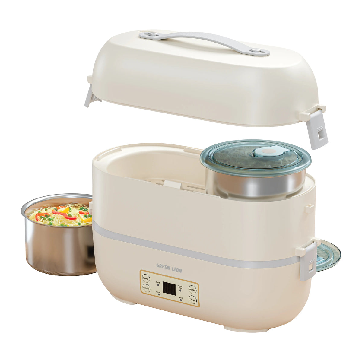Green Lion GLB-25 LUNCH Box 2 LCapacity|4*500 ML Container - Cream