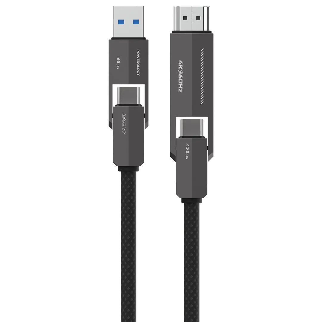 Powerology Vion 4 in 1 Charging Data Transfer Cable Black