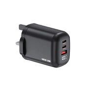 Green Lion Q Series Uk Plug 2 USB C USB A Charger Black