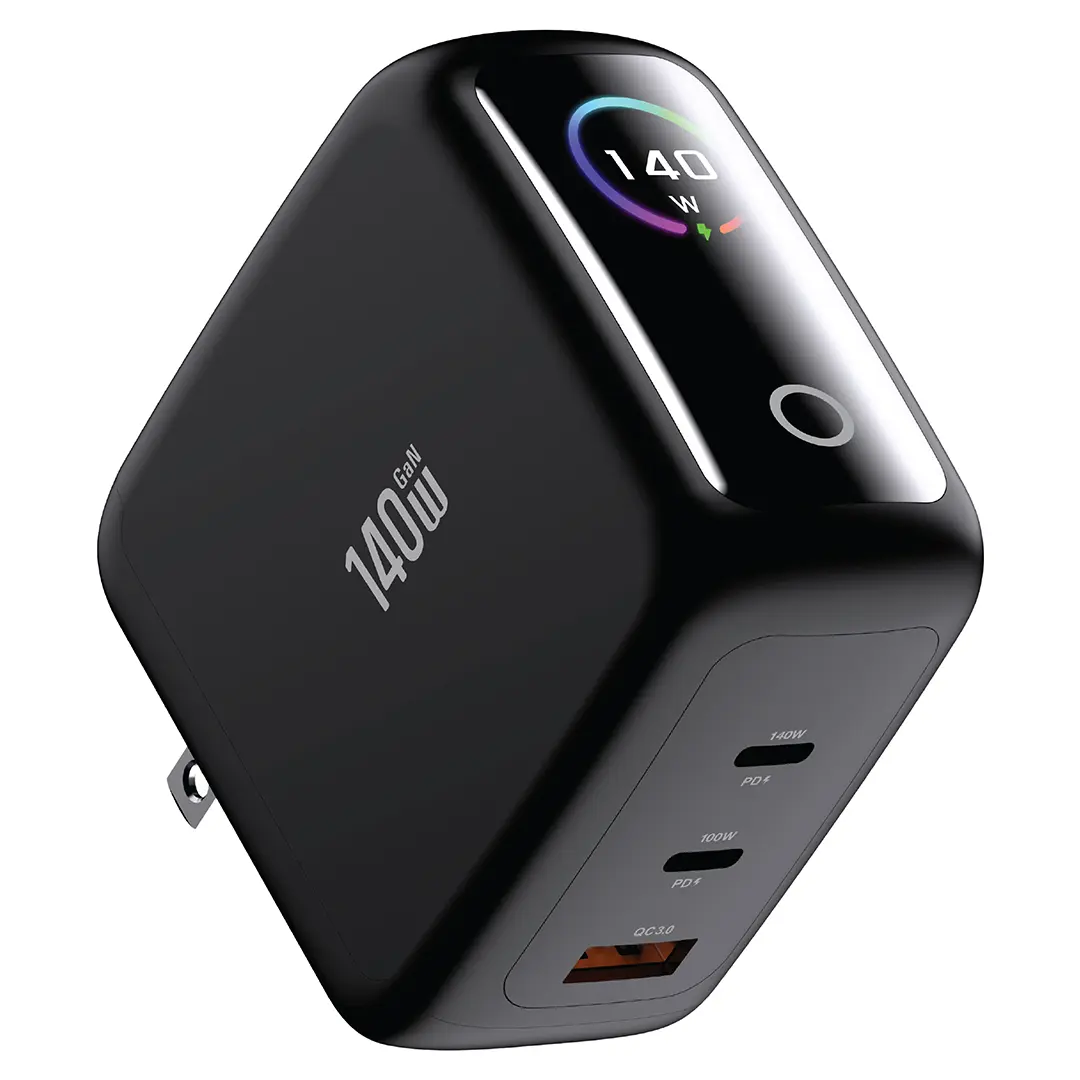 Green Lion Ganpremium Adapter with Tft Display 2 USB C USB A Black