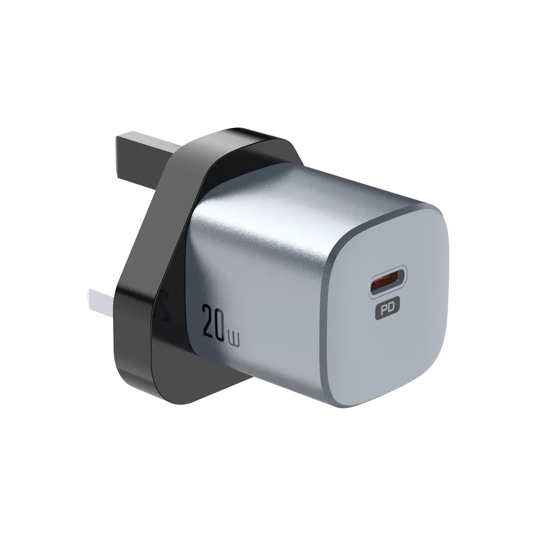Green Lion Premium Series Uk Plug Wall Charger 20w Gray