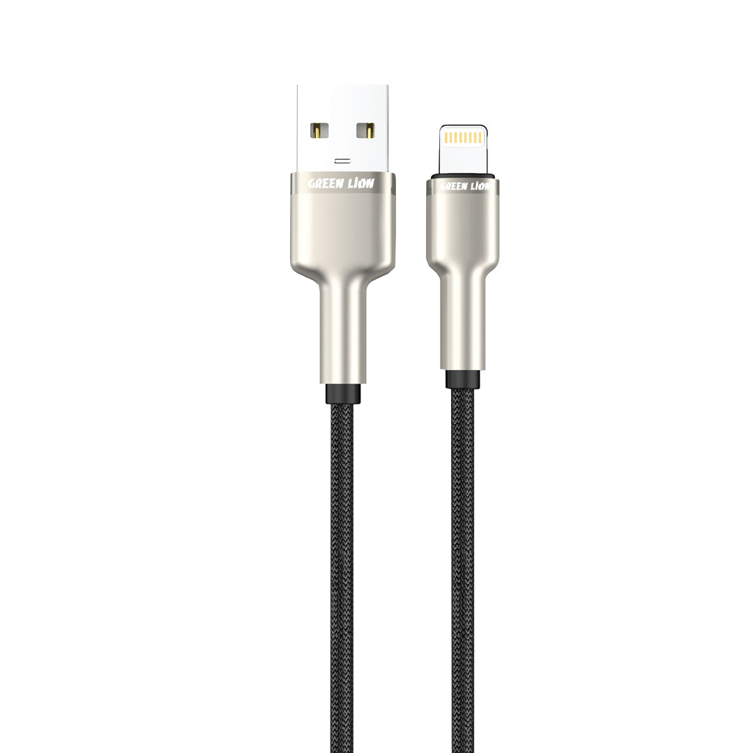 Green Lion USB A to Lightning Braided Cable Black