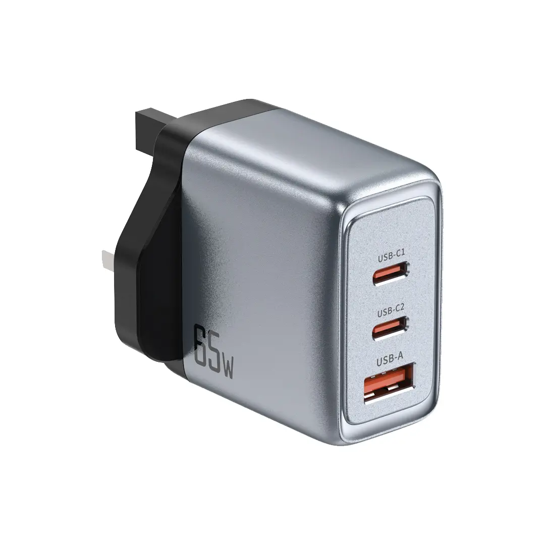Green Lion Gan Premium Uk Plug Wall Charger 65w Gray