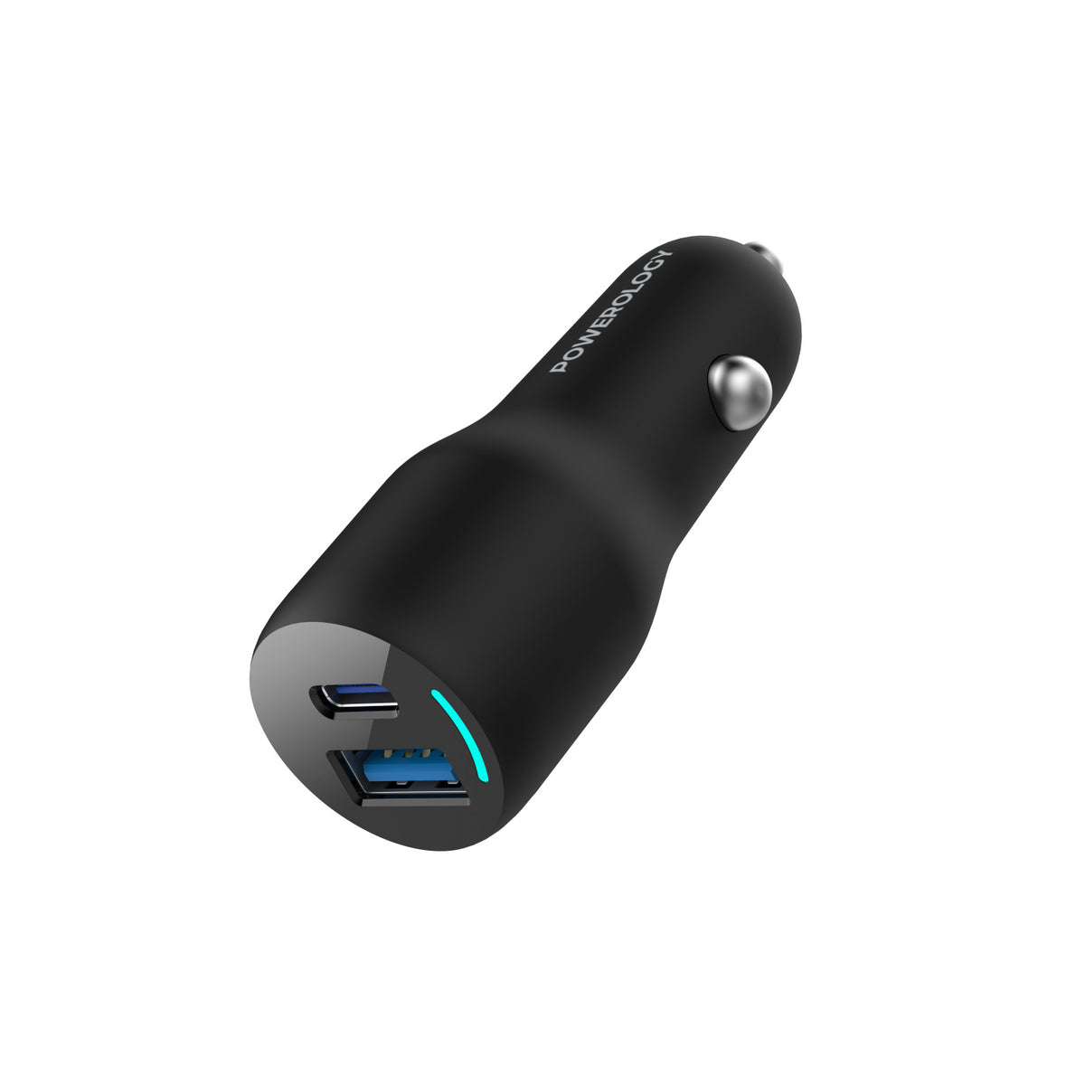 Powerology 35w PD Qc3 0 LED Dual Ports Car Charger Black