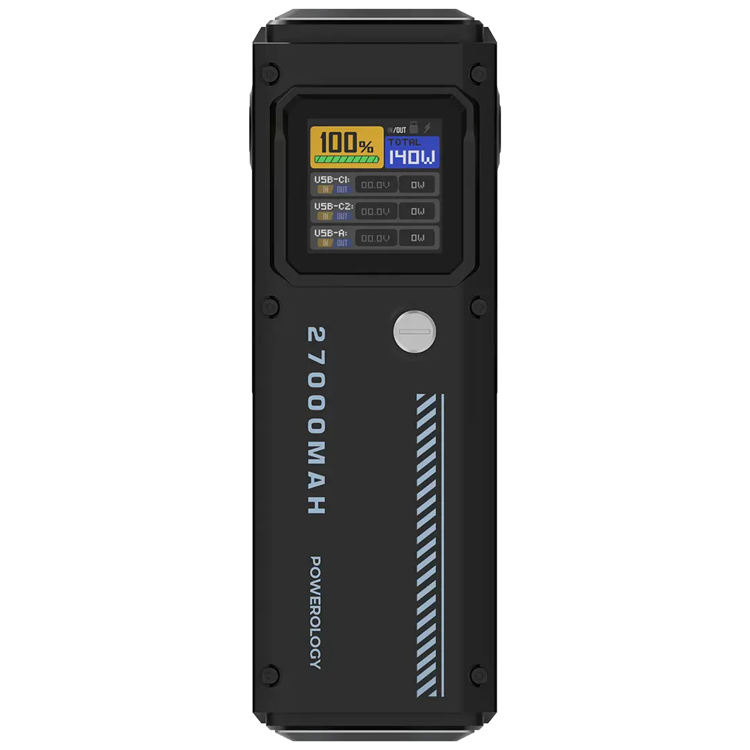 Powerology 27000mAh Smart Display Power Bank Black