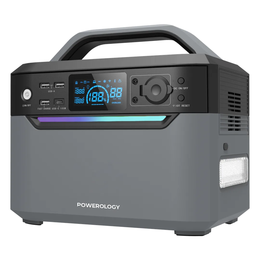 Powerology 120000mAh Portable Power Generator Fast Charging 384wh 600w Black