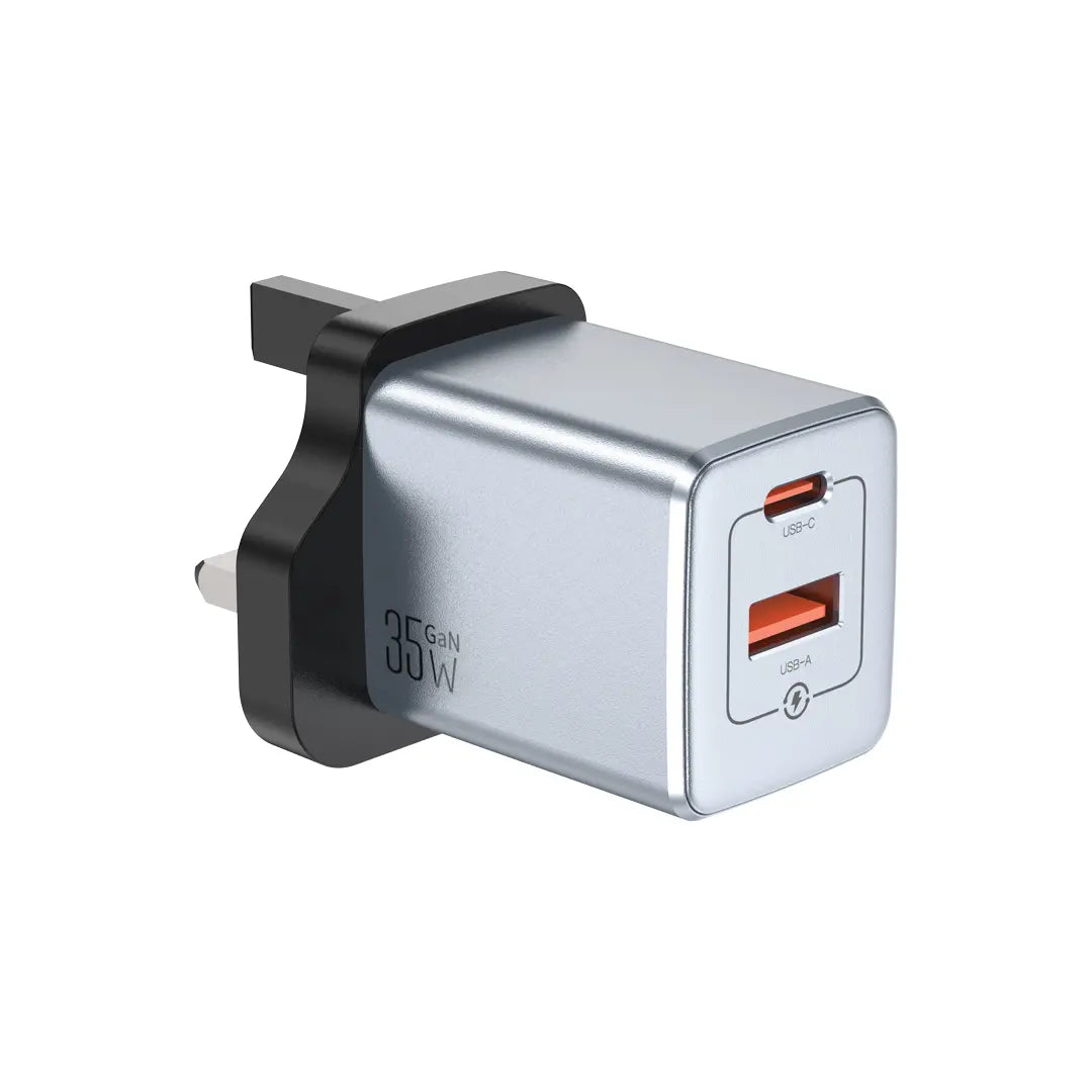 Green Lion Gan Premium Uk Plug Wall Charger Gray