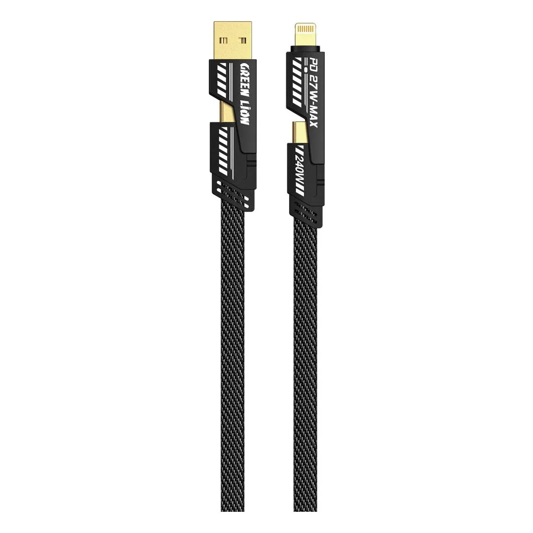 Green Lion 2 in 2 Braided Fast Charging Cable Black