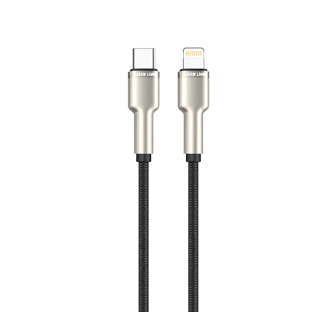 Green Lion USB C to Lightning Braided Cable Black