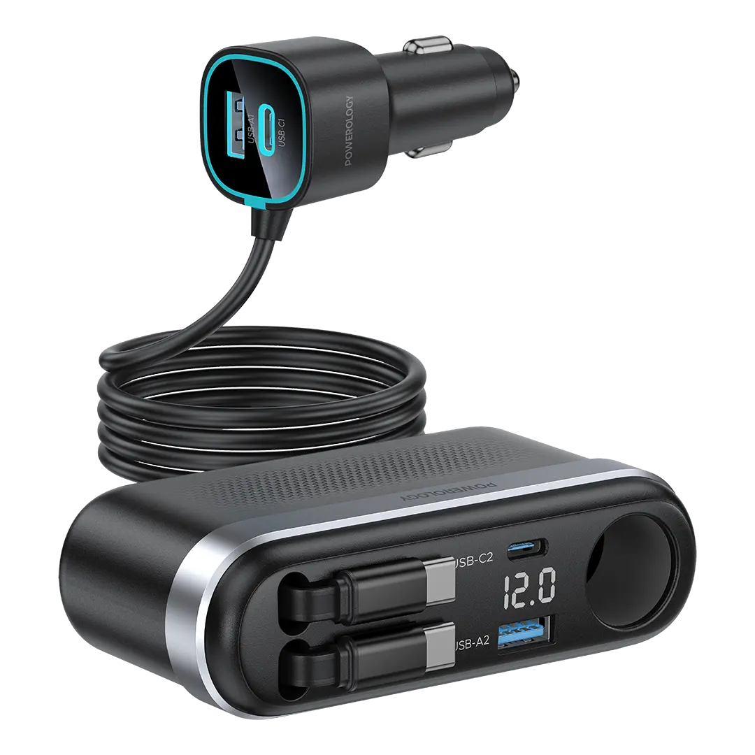Powerology Currnex 60w Multi Port Car Charger Black