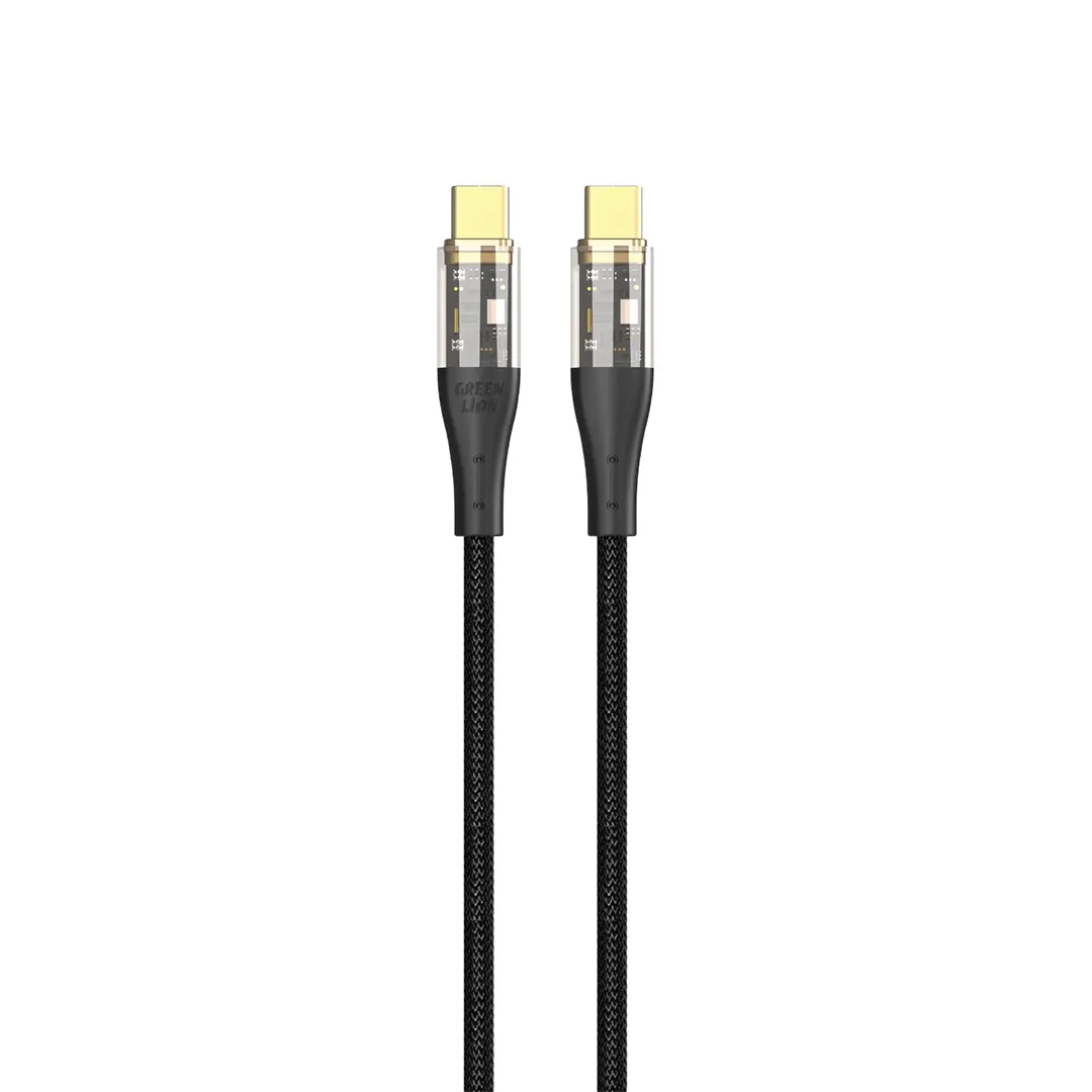 Green Lion Transparent Cable USB C to USB C Braided Black