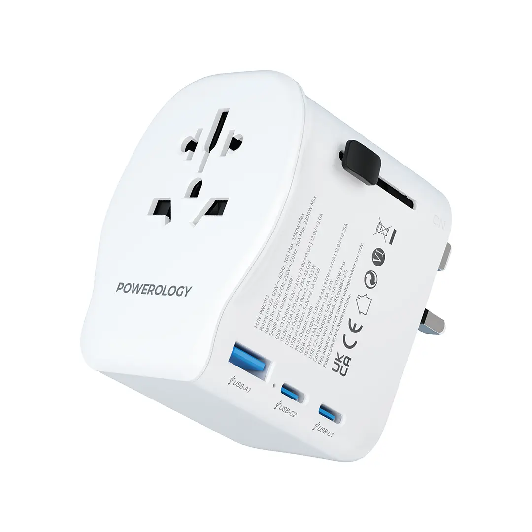 Powerology Universal Travel Adapter 2300w White