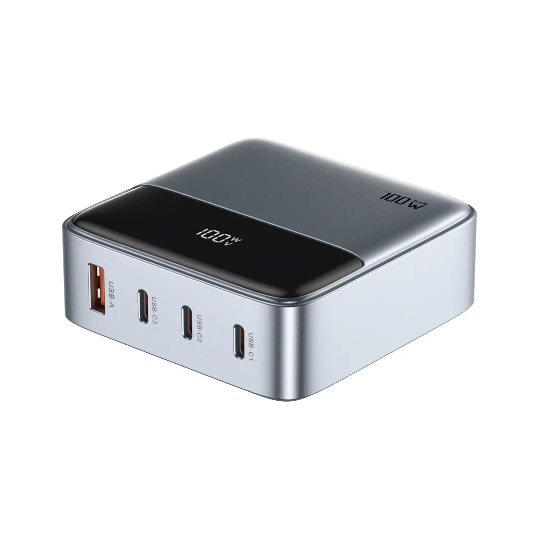 Green Lion 100w Gan Premium Uk Plug Adapter Gray