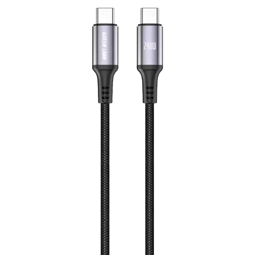 Green Lion 240w USB C to USB C Ultra Fast Charging 1m Braided Cable Black