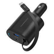 Powerology Type C Retractable Car Charger 103w Black