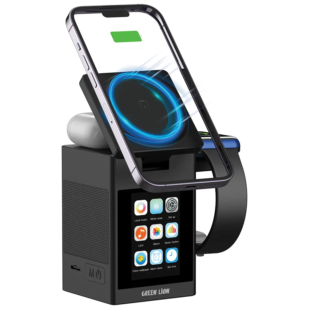 Green Lion Smart Station Pro LCD Display Wireless Charger with Speaker Black