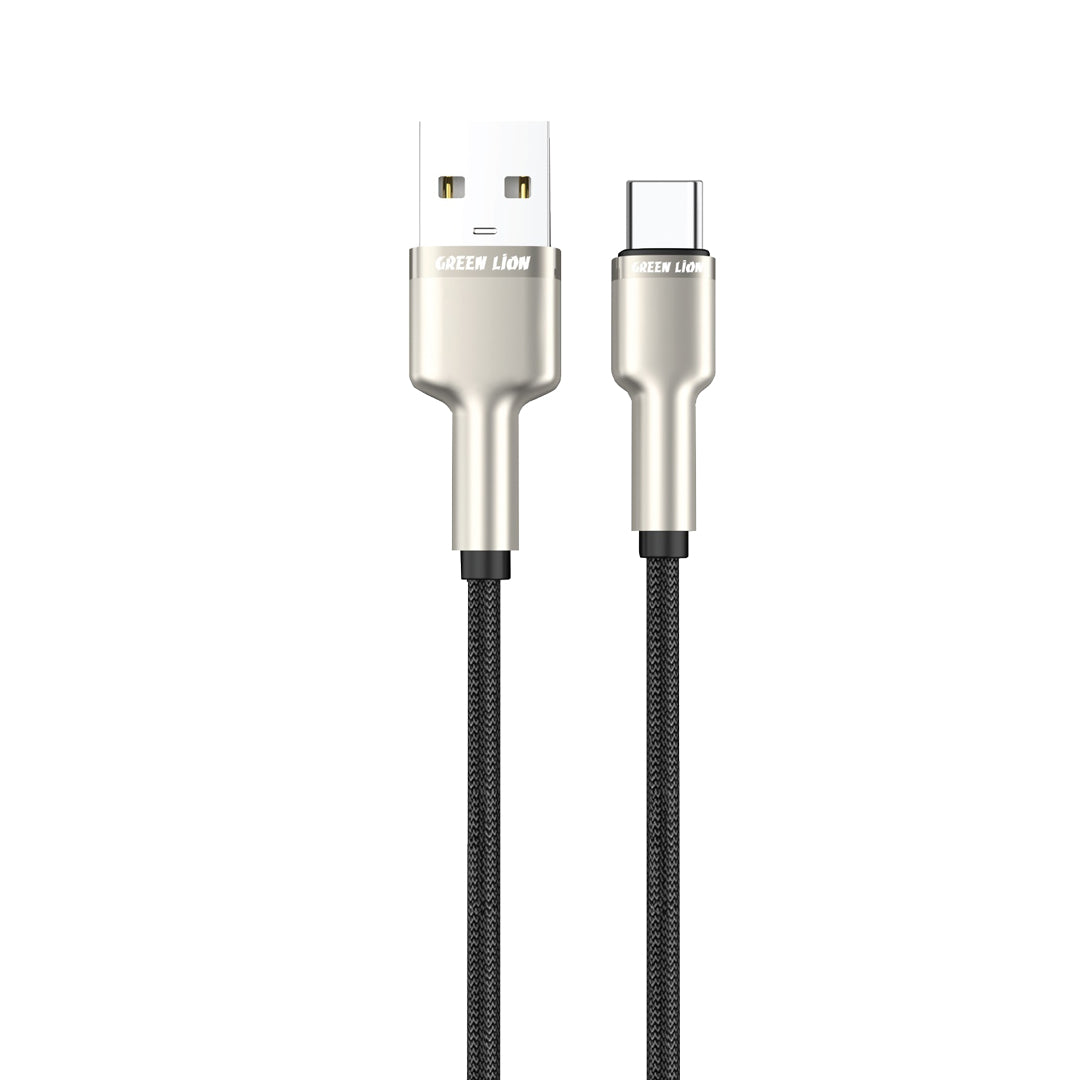 Green Lion USB A to USB C Braided Cable Black