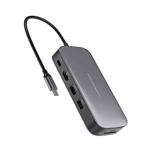 Powerology 256 Gb USB C Hub Ssd Drive All in One Connectivity Storage PD 100w Gray