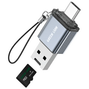 Green Lion 2 in 1 Card Reader with Micro Sd Cards Support Gray