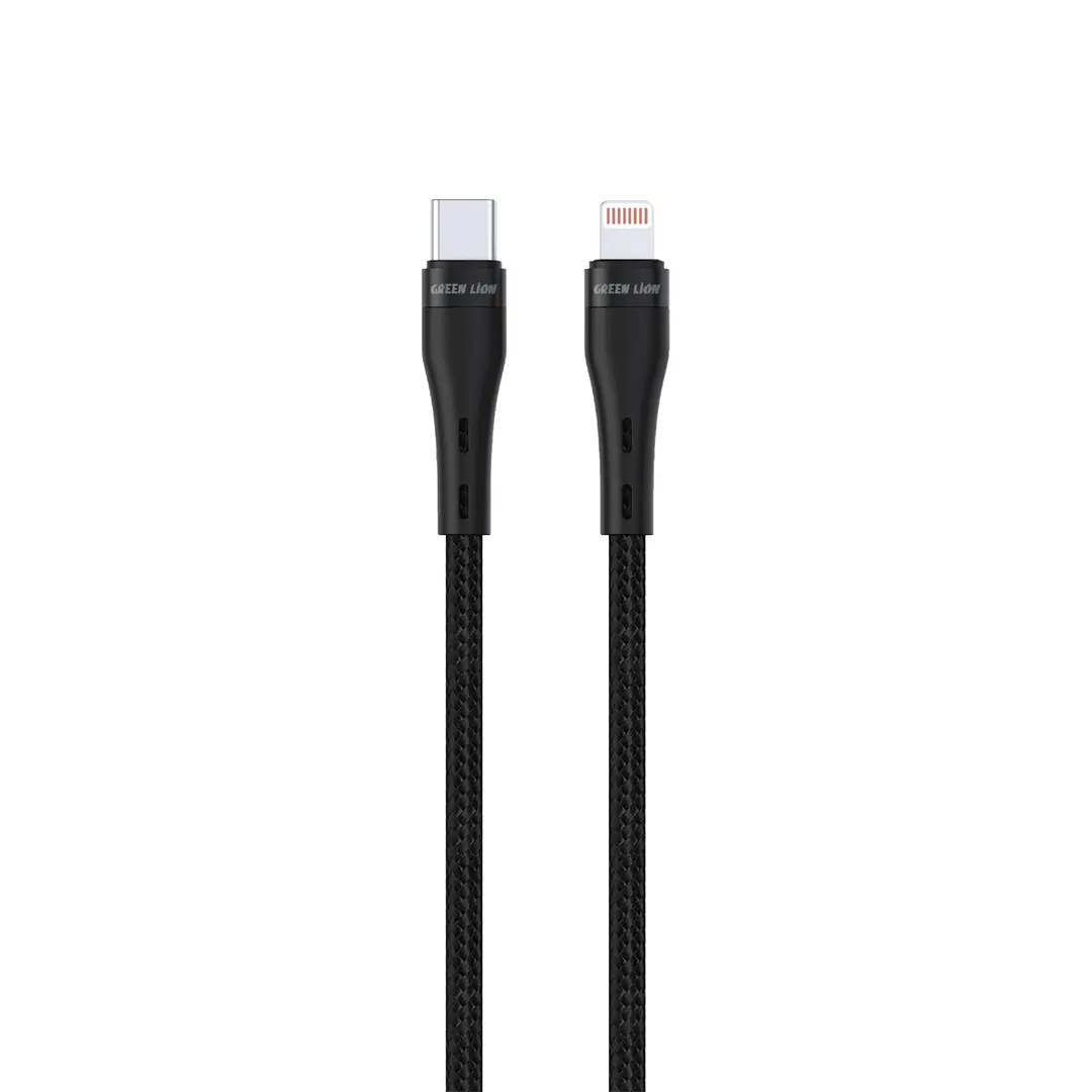 Green Lion USB C to Lightning Braided Cable 20w Black