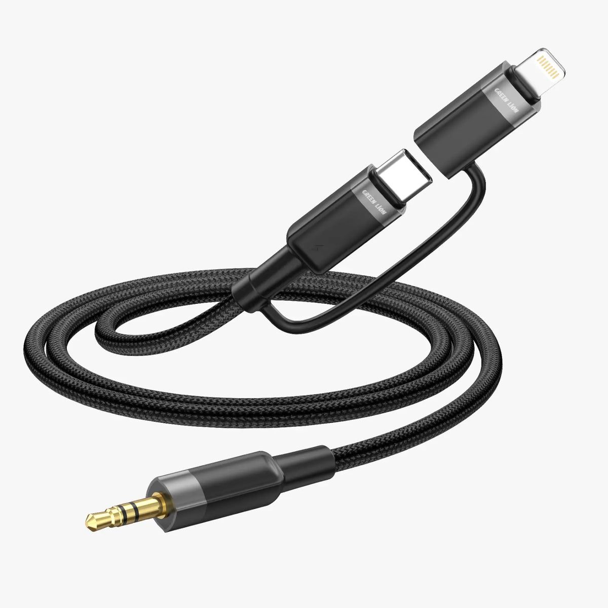 Green Lion 2 in 1 Audio Cable 1m USB C Lightning to 3 5 Mm Aux