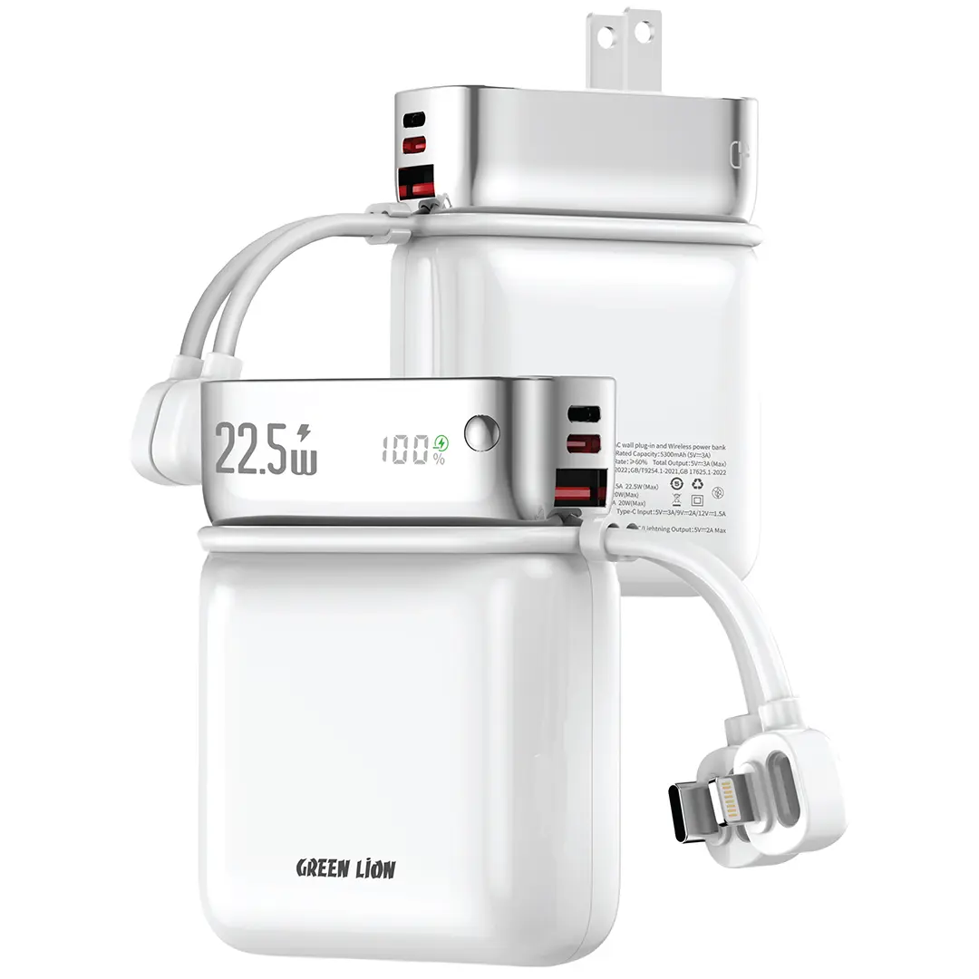 Green Lion Dyno 2 in 1 10000mAh Power Bank Adapter White
