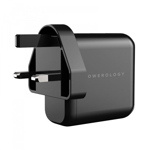 Powerology 3 Port 65w Gan Charger with PD Uk Black