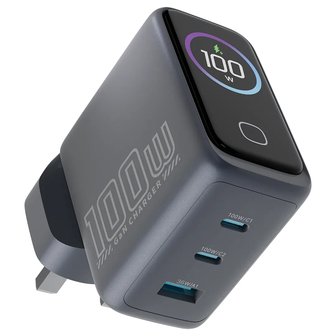 Powerology Voltflow 100w Avs Gan Wall Charger Gray