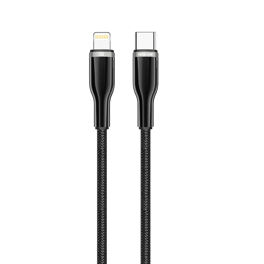 Green Lion USB C to Lightning Zinc Alloy Braided Cable Black
