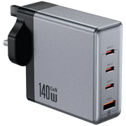 Green Lion Gan Premium Uk Plug Wall Charger 140w Gray