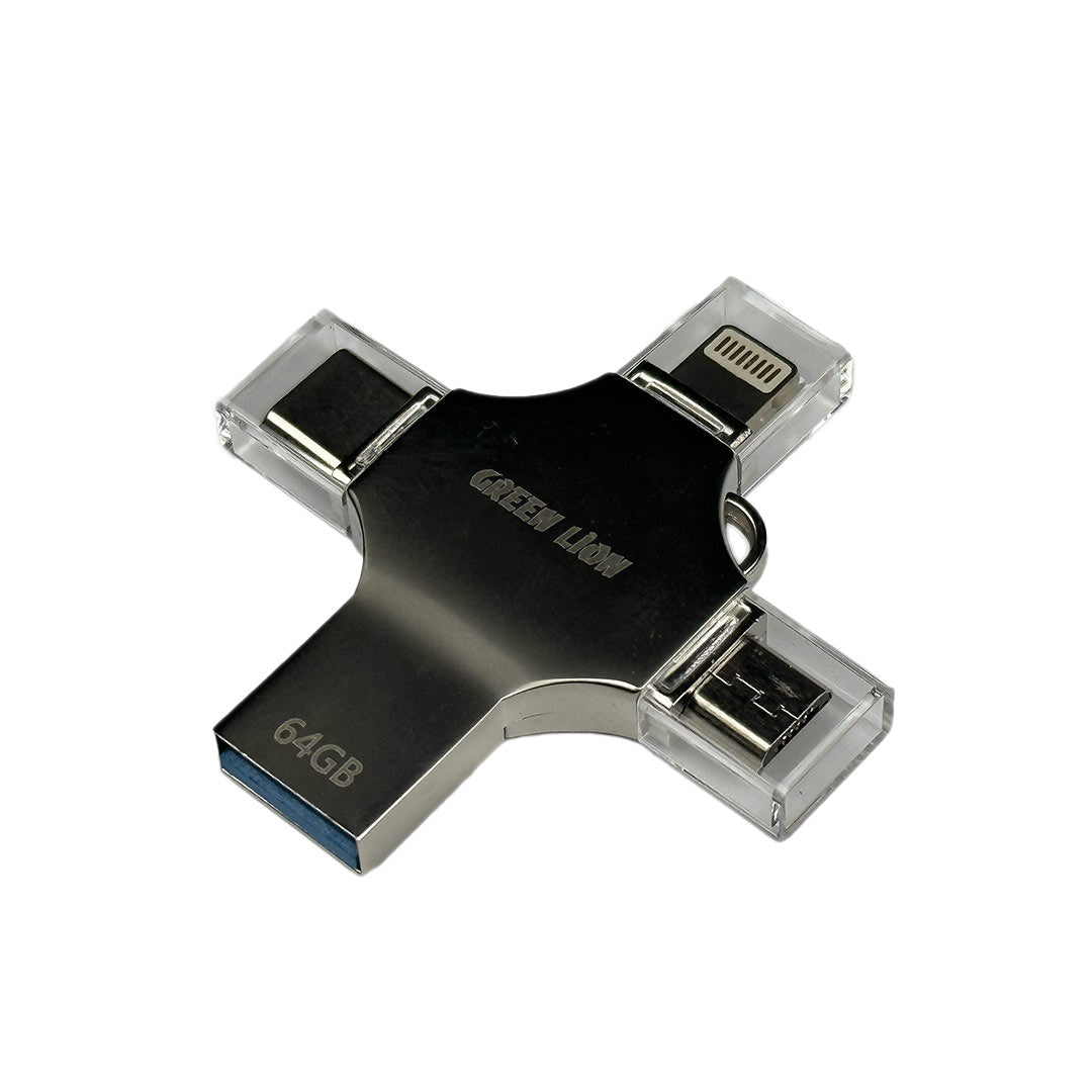 Green Lion 4 in 1 USB Flash Drive 64gb Silver