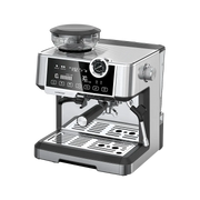 LePresso Dual Boiler Espresso Machine with Conical Grinder Pressure Gauge Silver