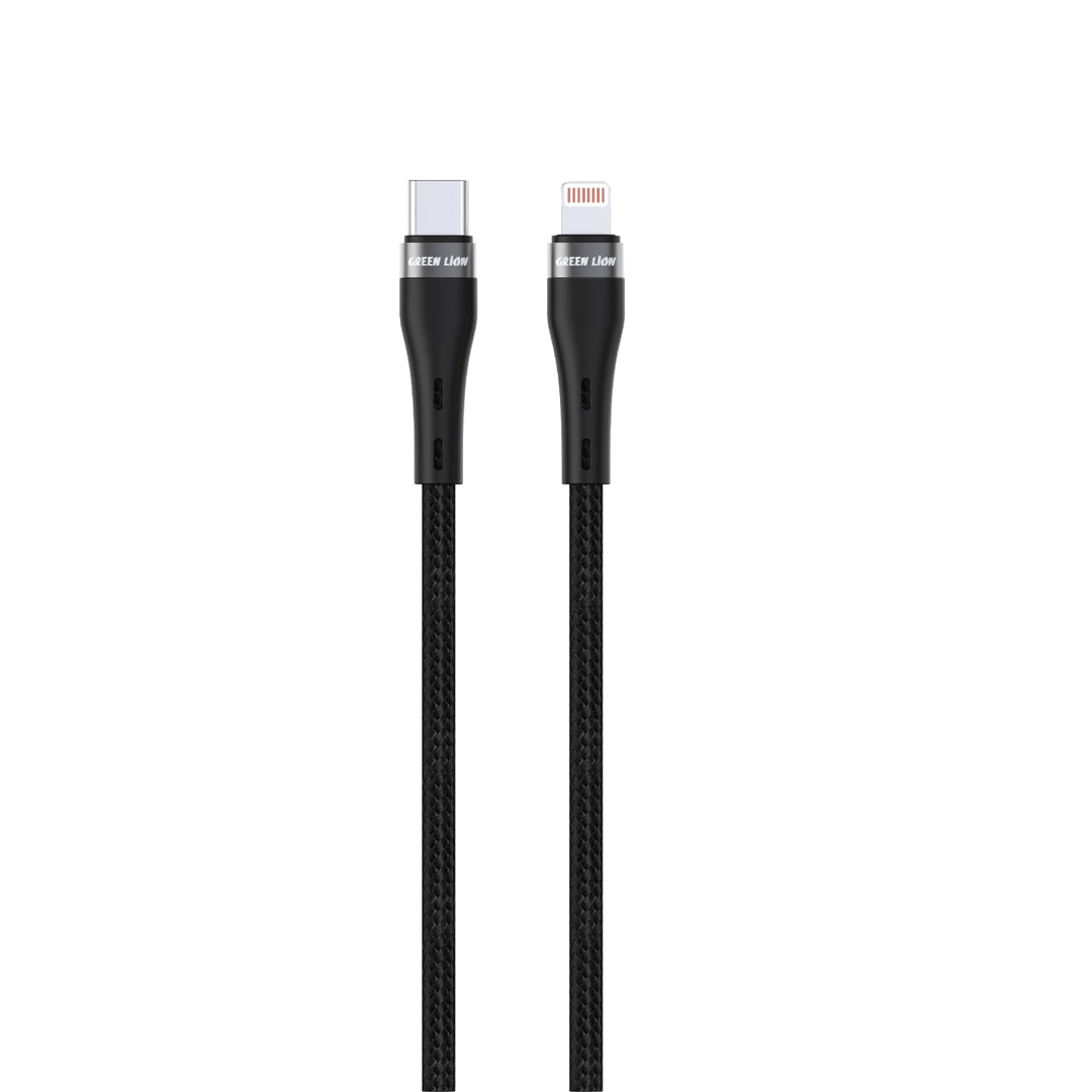 Green Lion USB C to Lightning Braided Cable Black