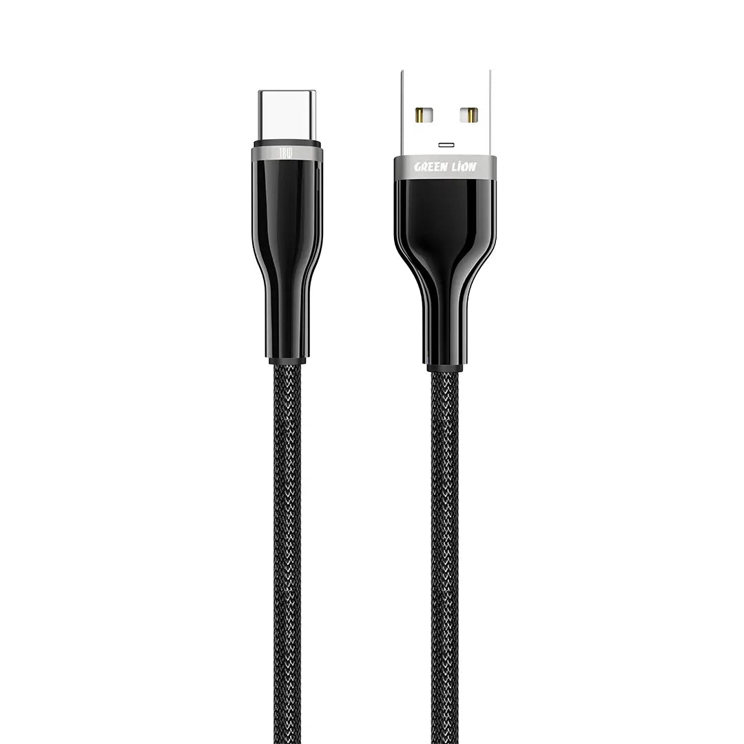 Green Lion USB A to USB C Zinc Alloy Braided Cable Black
