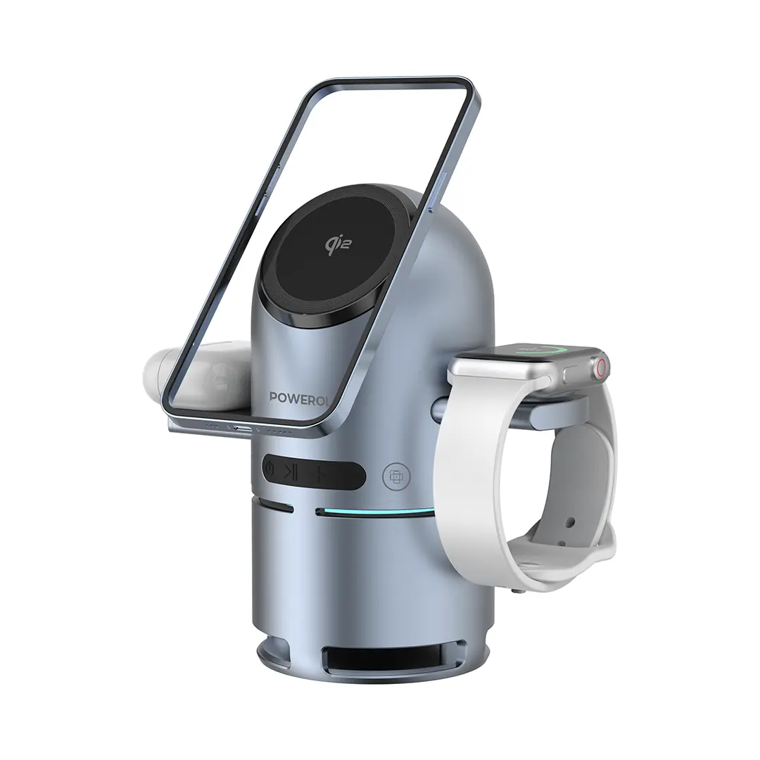 Powerology Qi2 Speaker Charge Station Gray